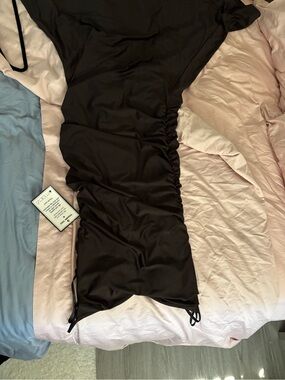 Black Ruched mermaid long gown with Adjustable Ties